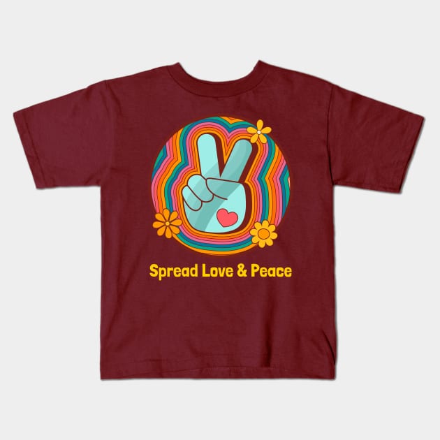 Spread Love and Peace Kids T-Shirt by Aversome